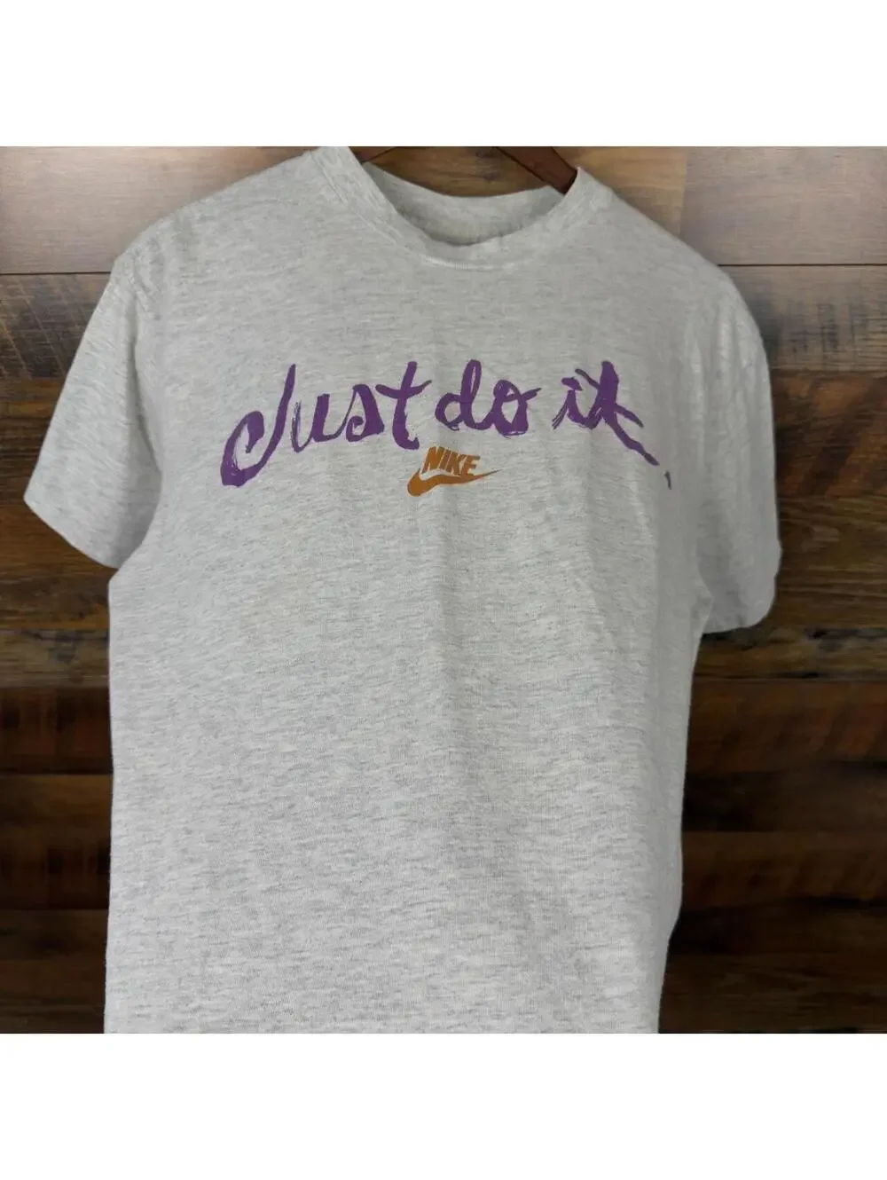 Vintage 90s Nike Just Do It T-Shirt Large Made in USA Gray Swoosh Spellout
